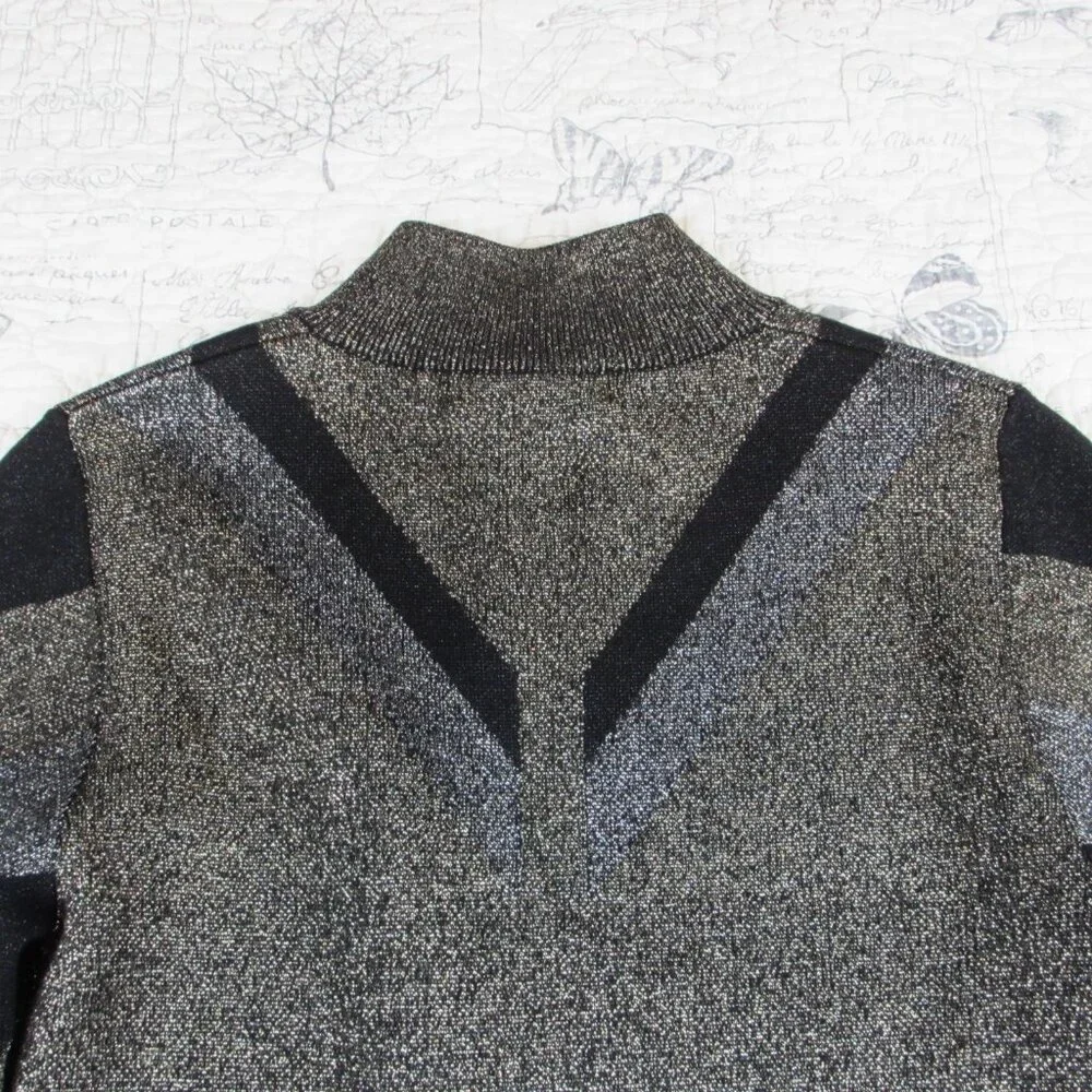 Karen Millen Metallic Bandage Knit Bodycon Dress Front Zip Gold Black UK S 4-6 - Picture 13 of 16